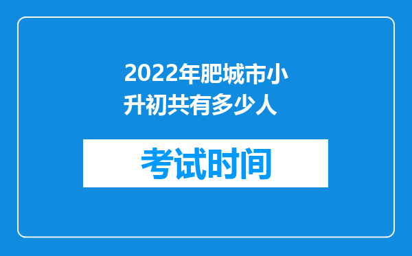 2022年肥城市小升初共有多少人