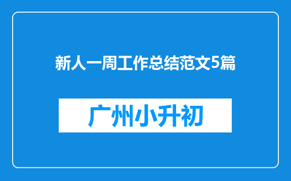 新人一周工作总结范文5篇