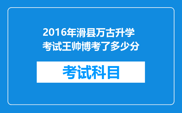 2016年滑县万古升学考试王帅博考了多少分