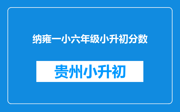 纳雍一小六年级小升初分数