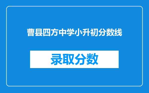 曹县四方中学小升初分数线