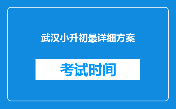 武汉小升初最详细方案