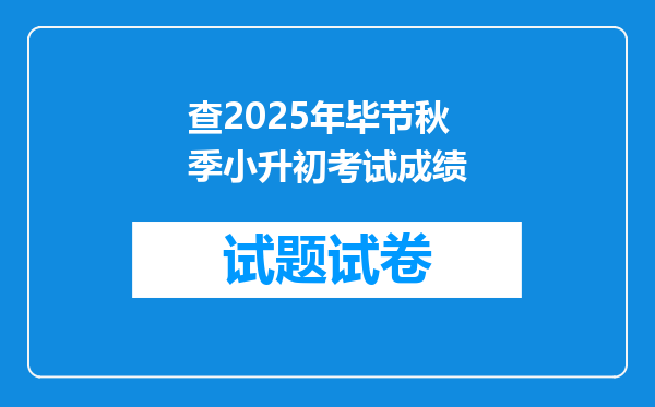 查2025年毕节秋季小升初考试成绩