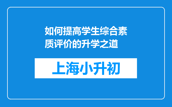 如何提高学生综合素质评价的升学之道