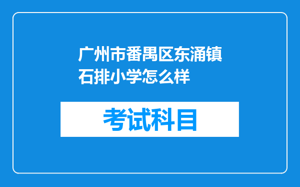 广州市番禺区东涌镇石排小学怎么样