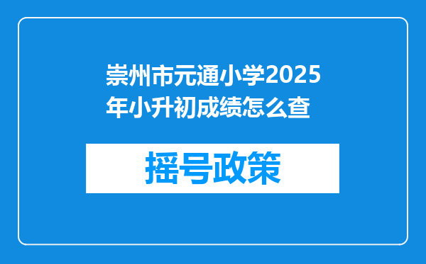 崇州市元通小学2025年小升初成绩怎么查