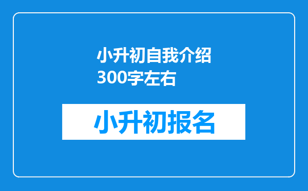 小升初自我介绍300字左右