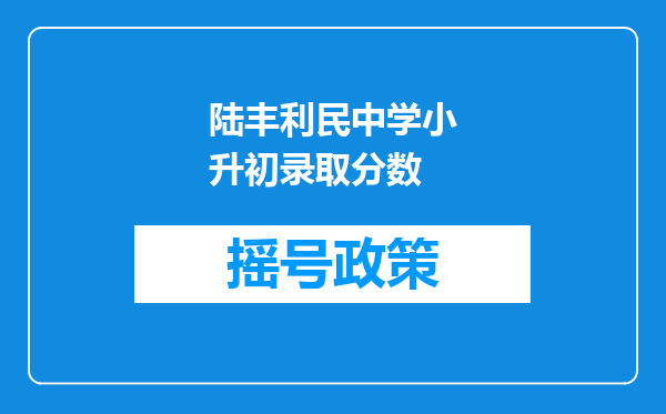 陆丰利民中学小升初录取分数