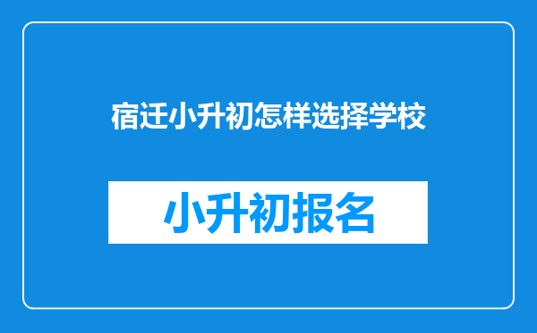 宿迁小升初怎样选择学校