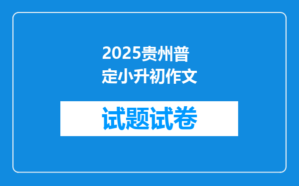 2025贵州普定小升初作文