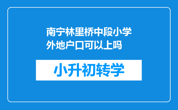 南宁林里桥中段小学外地户口可以上吗