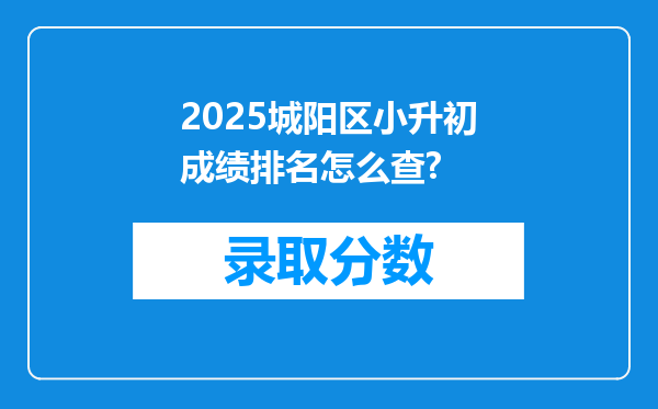 2025城阳区小升初成绩排名怎么查?