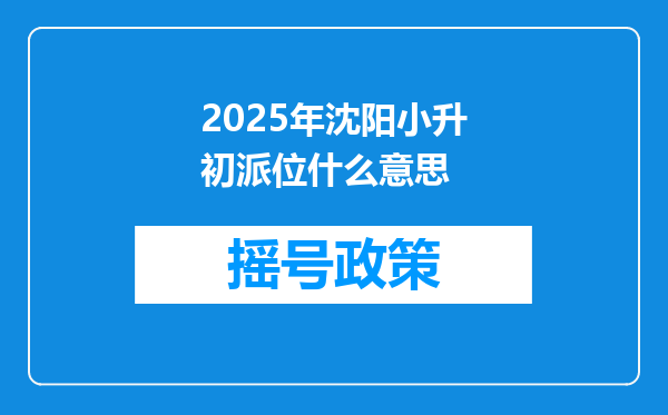 2025年沈阳小升初派位什么意思