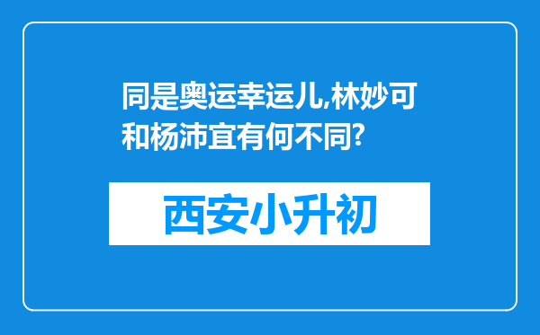 同是奥运幸运儿,林妙可和杨沛宜有何不同?