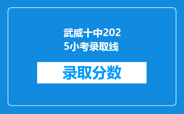 武威十中2025小考录取线