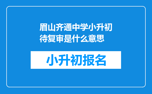 眉山齐通中学小升初待复审是什么意思