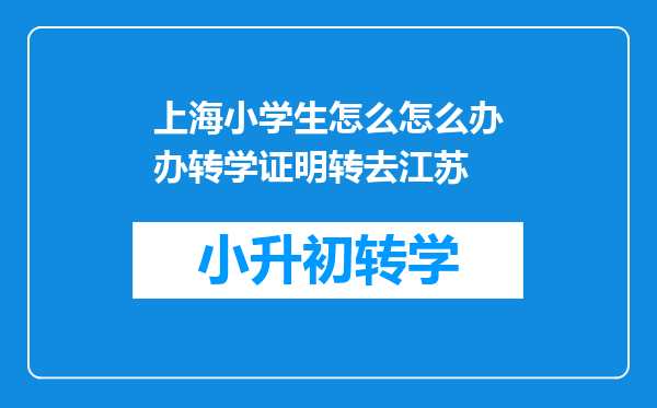 上海小学生怎么怎么办办转学证明转去江苏