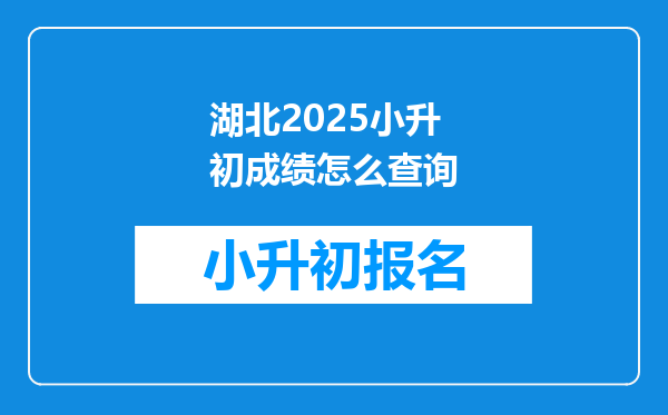 湖北2025小升初成绩怎么查询