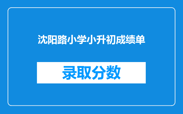 沈阳路小学小升初成绩单