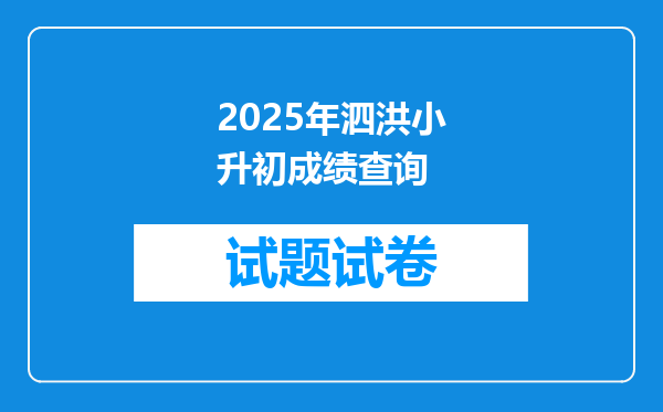 2025年泗洪小升初成绩查询