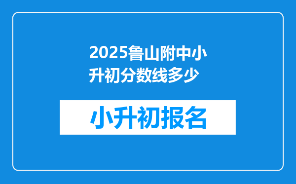 2025鲁山附中小升初分数线多少