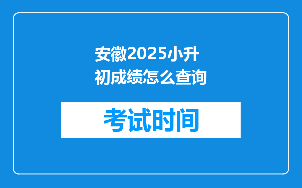 安徽2025小升初成绩怎么查询