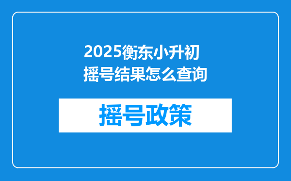 2025衡东小升初摇号结果怎么查询