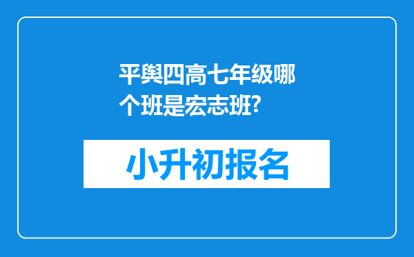 平舆四高七年级哪个班是宏志班?