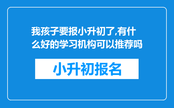 我孩子要报小升初了,有什么好的学习机构可以推荐吗