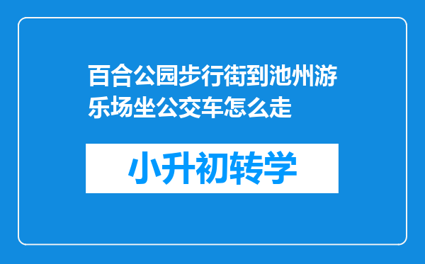 百合公园步行街到池州游乐场坐公交车怎么走