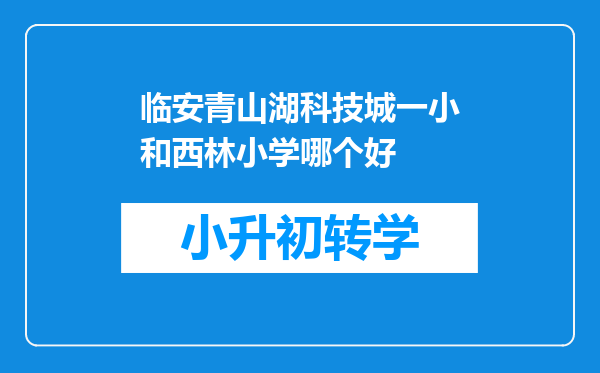 临安青山湖科技城一小和西林小学哪个好