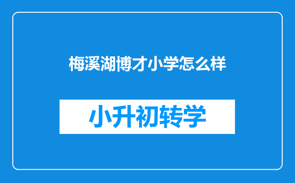 梅溪湖博才小学怎么样