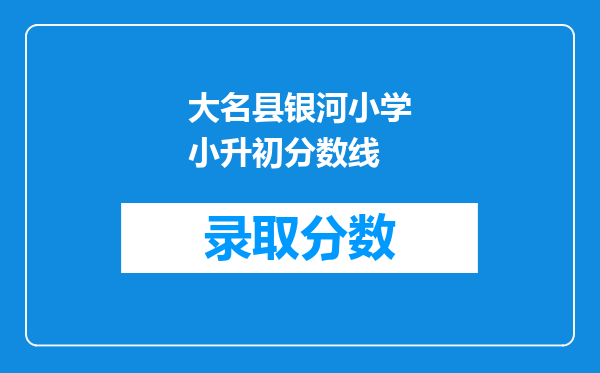 大名县银河小学小升初分数线