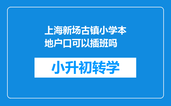 上海新场古镇小学本地户口可以插班吗