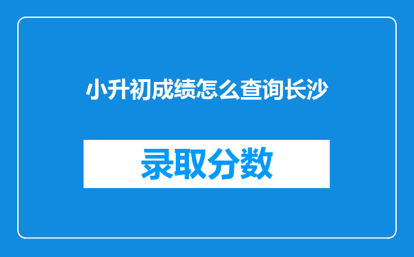 小升初成绩怎么查询长沙