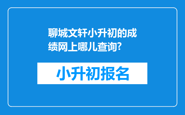 聊城文轩小升初的成绩网上哪儿查询?