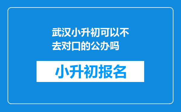 武汉小升初可以不去对口的公办吗