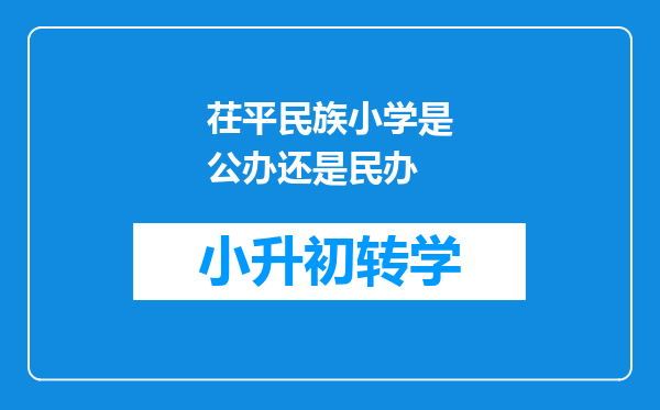 茌平民族小学是公办还是民办