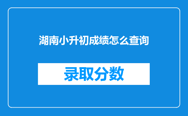 湖南小升初成绩怎么查询