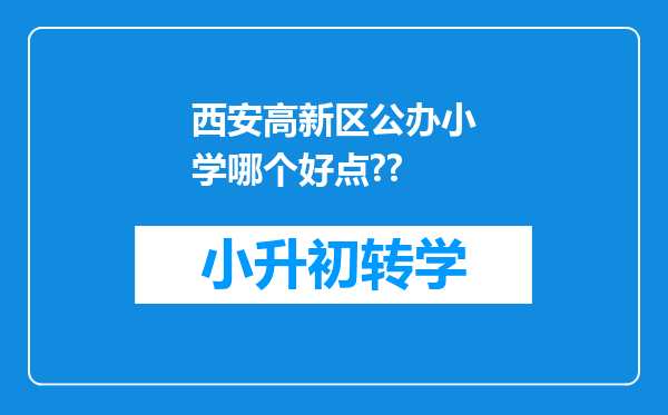 西安高新区公办小学哪个好点??