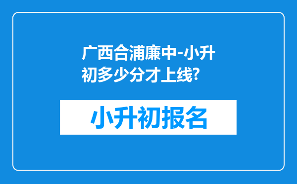 广西合浦廉中-小升初多少分才上线?