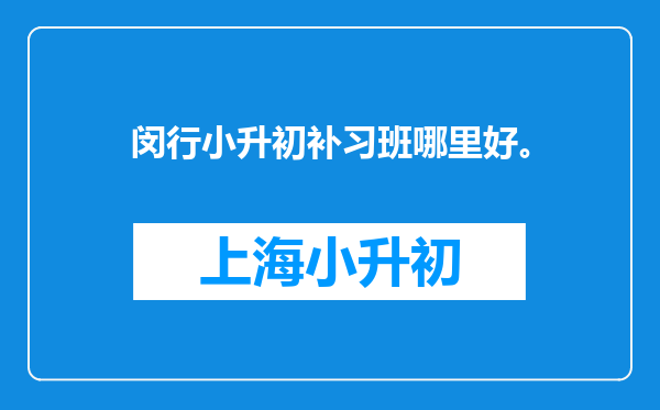 闵行小升初补习班哪里好。