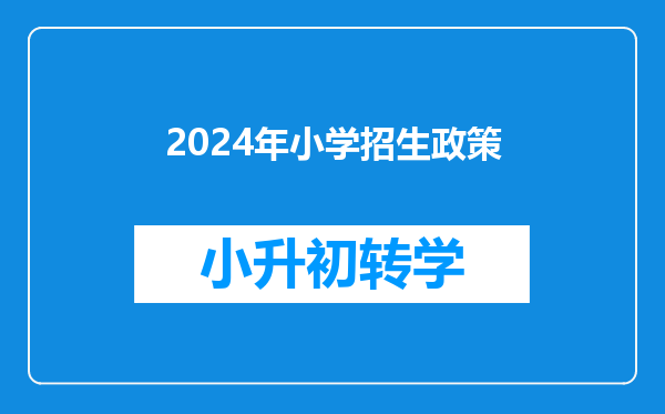 2024年小学招生政策