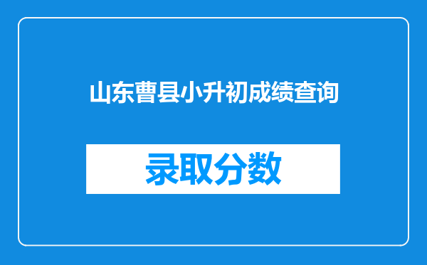 山东曹县小升初成绩查询