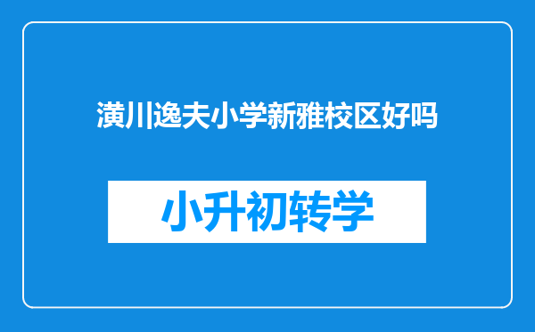 潢川逸夫小学新雅校区好吗