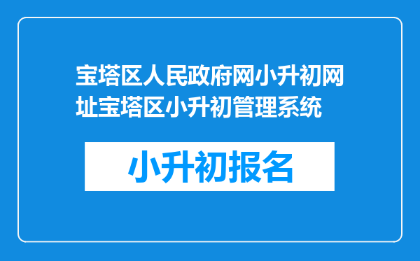 宝塔区人民政府网小升初网址宝塔区小升初管理系统