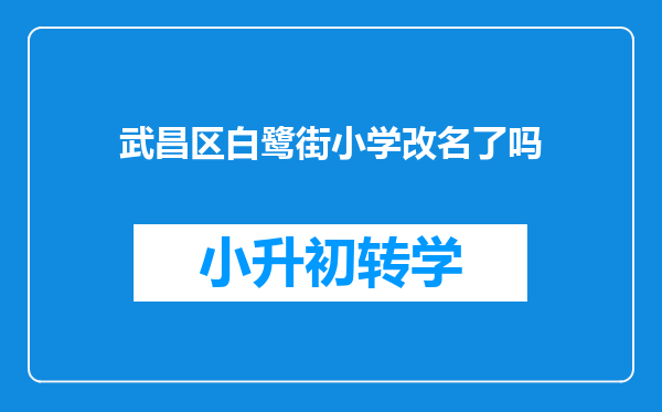 武昌区白鹭街小学改名了吗