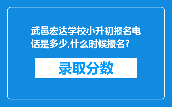 武邑宏达学校小升初报名电话是多少,什么时候报名?