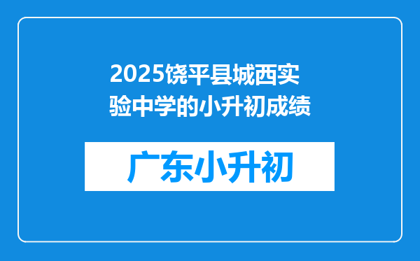 2025饶平县城西实验中学的小升初成绩