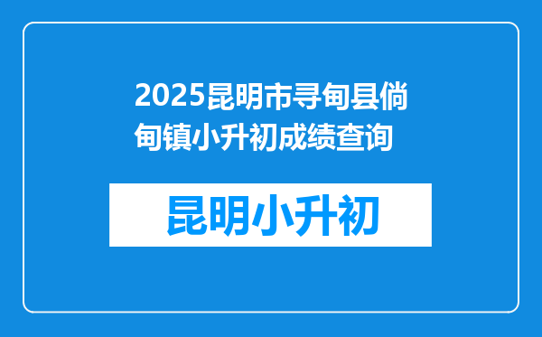 2025昆明市寻甸县倘甸镇小升初成绩查询